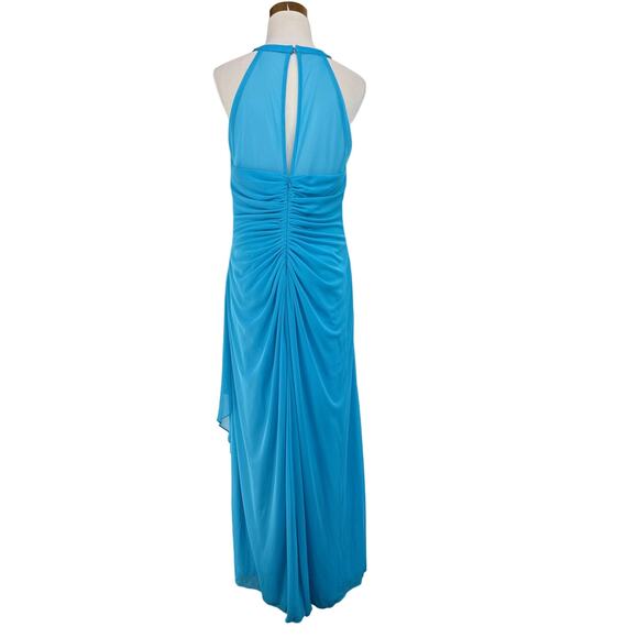 Davids Bridal Malibu Blue Maxi Long Sleeveless Dress Womens Size 14 STAINS AS-IS - Picture 3 of 16